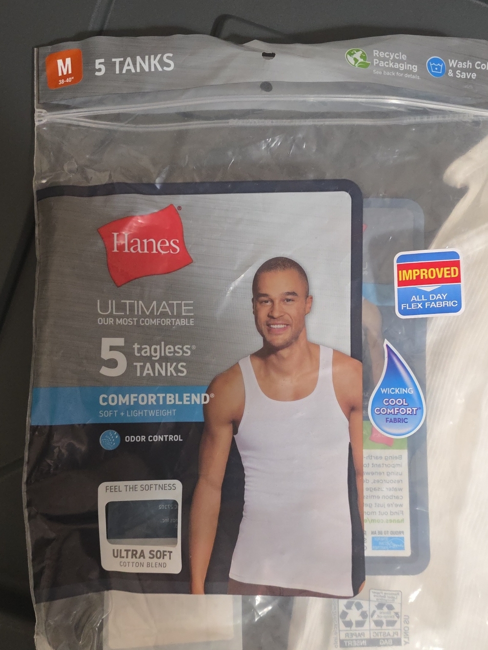 Hanes Men’s White Tank Top 5-Pack ComfortBlend